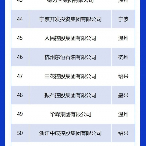2025浙江省百强企业榜单发布